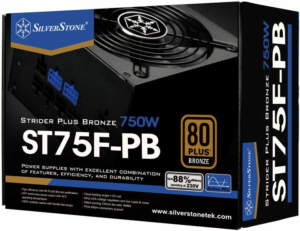 SilverStone ST75F-PB 80 PLUS Bronze, 750 W