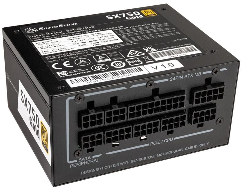 SilverStone SST-SX750-G 80 PLUS auksinis, modulinis - 750 vatų