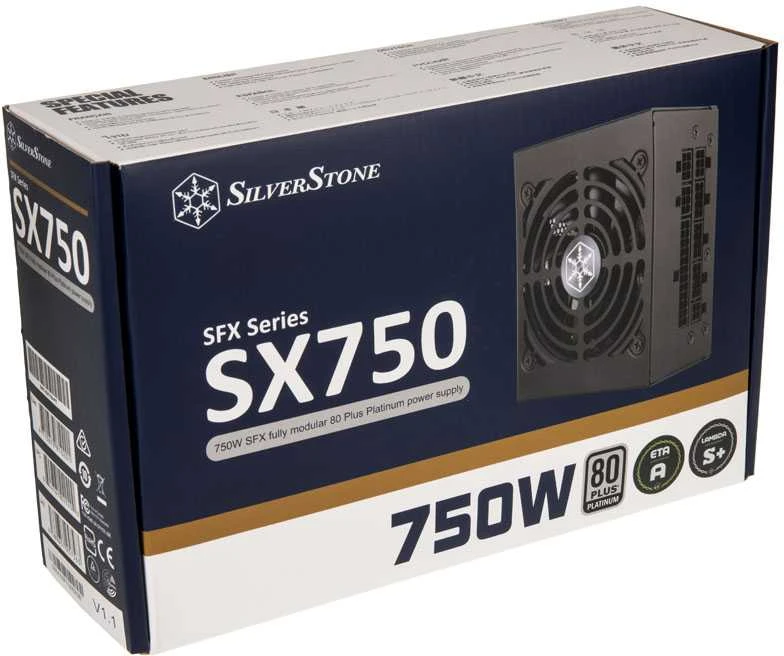 „SilverStone SST-SX750-PT V.1.1 SFX“ maitinimo šaltinis 80 PLUS Platinum, modulinis – 750 vatų