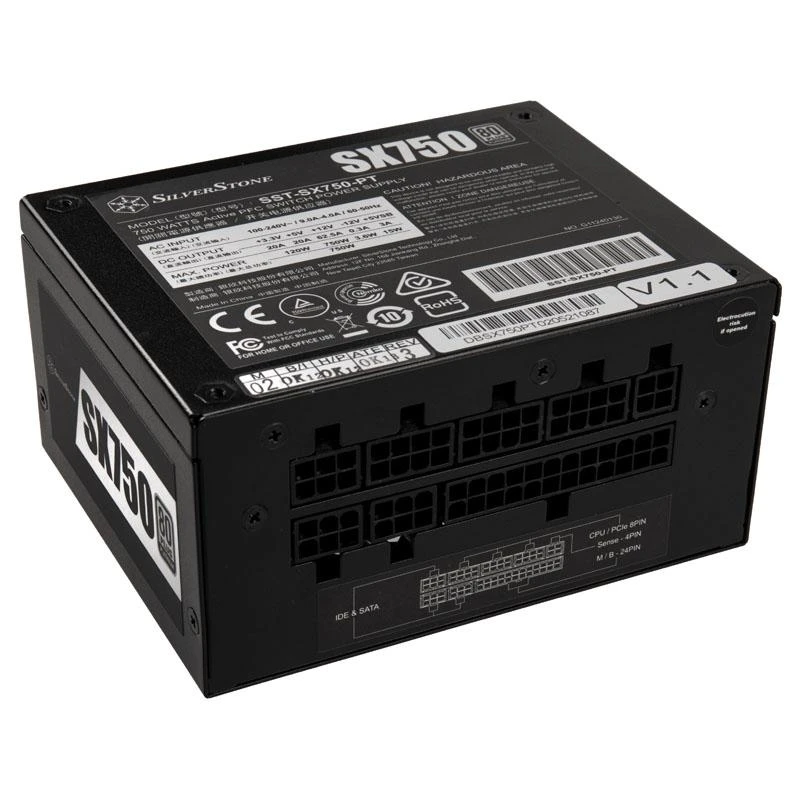 „SilverStone SST-SX750-PT V.1.1 SFX“ maitinimo šaltinis 80 PLUS Platinum, modulinis – 750 vatų