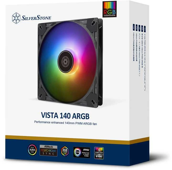 SilverStone VISTA Performance PWM korpuso ventiliatorius, ARGB - 140 mm, Juodas