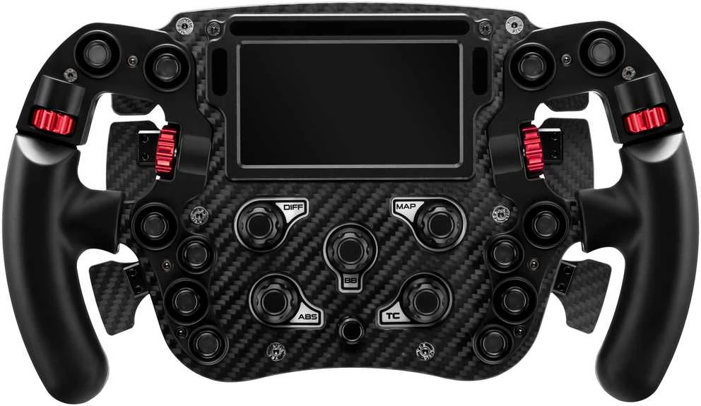 Žaidimų vairas SIMAGIC FX Pro su spalvotu ekranu, pilnai anglies pluošto, su šešiomis mentelėmis, QR50 jungikliu