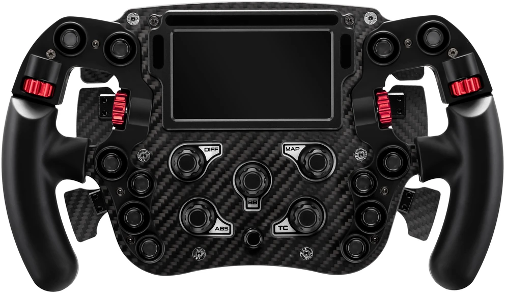 Žaidimų vairas SIMAGIC FX Pro su spalvotu ekranu, pilnai anglies pluošto, su šešiomis mentelėmis, QR50 jungikliu