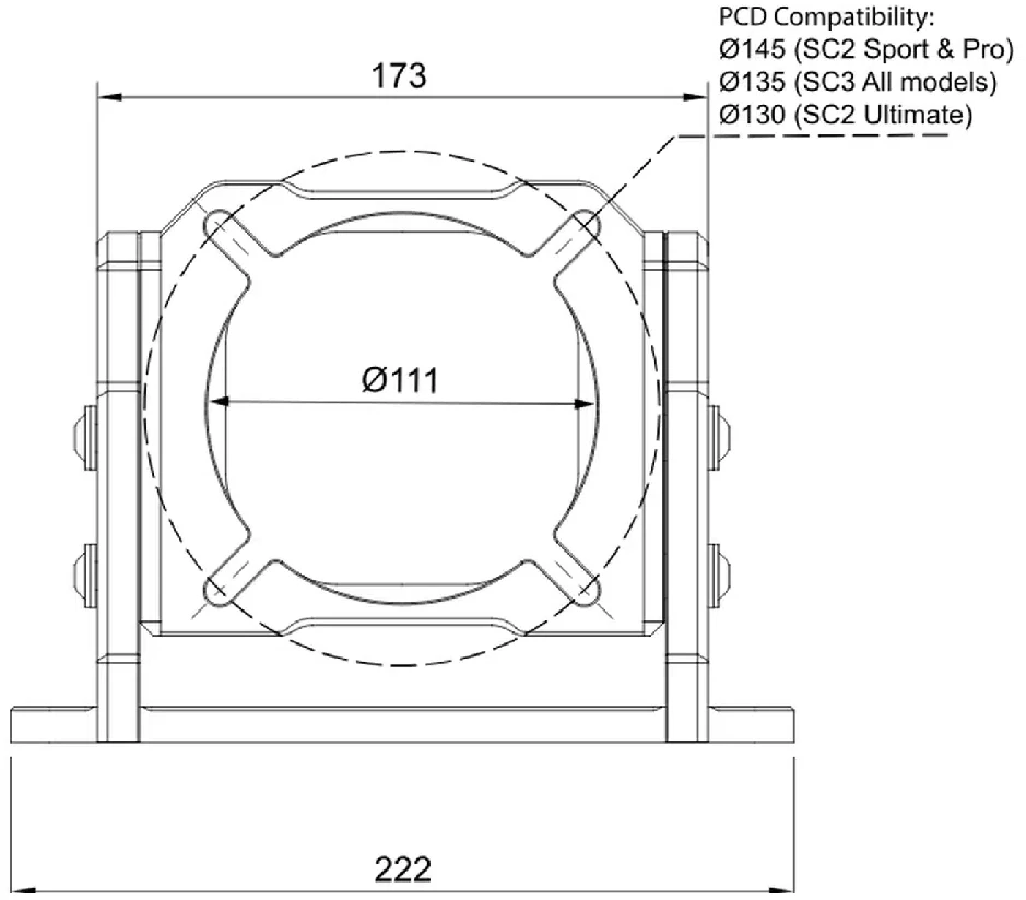 Simucube Wheelbase Mount v2 Bracket, -24 to +20 degrees tilt, Aliuminio - Juodas (SCWBM2A)