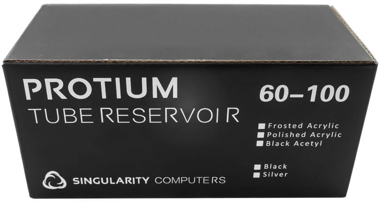 „Singularity Computers“ „Protium“ rezervuaras, 100 mm – akrilinis, matinis, juodas