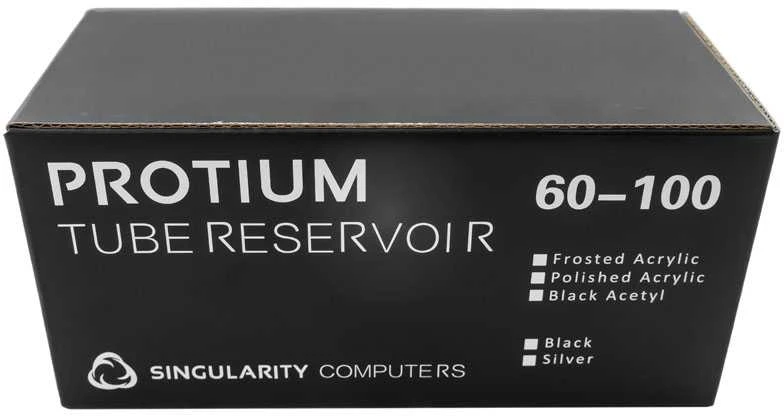 „Singularity Computers Protium“ rezervuaras 100 mm, akrilinis, sidabrinis