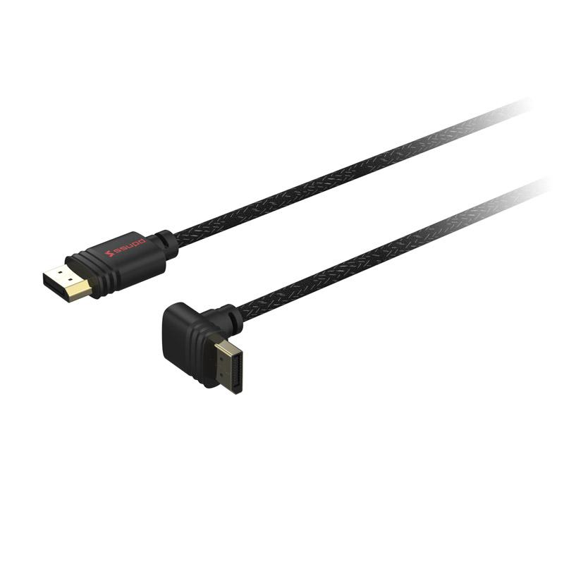 HDMI-Kabel Mit 90° Winkelstecker - Vergoldete Kontakte, 1 Meter, Für PC, PS5, Xbox & Smart TV
