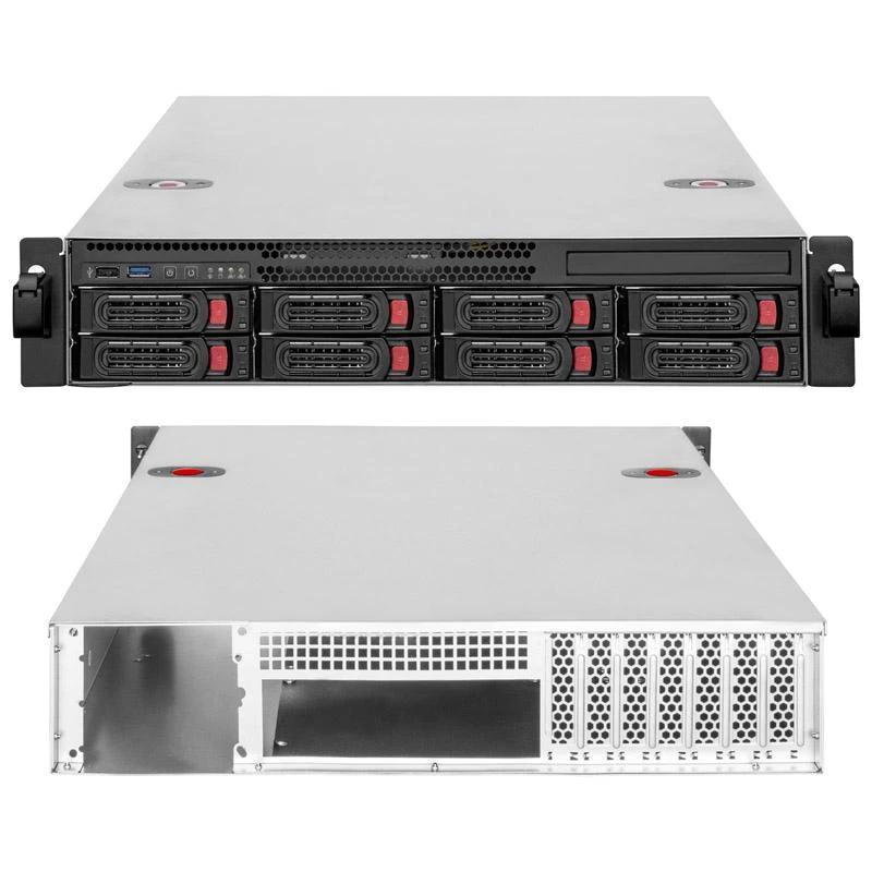 Serveris SilverStone RM22-308 Rackmount Server Gehäuse, 2U, E-ATX - juodas