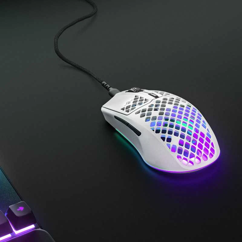 Žaidimų pelė SteelSeries Aerox 3 Snow 2022, Baltos spalvos
