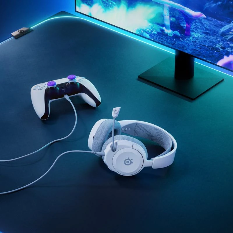 Ausinės žaidimams su mikrofonu SteelSeries Arctis Nova 1P Over-Ear, Baltos spalvos