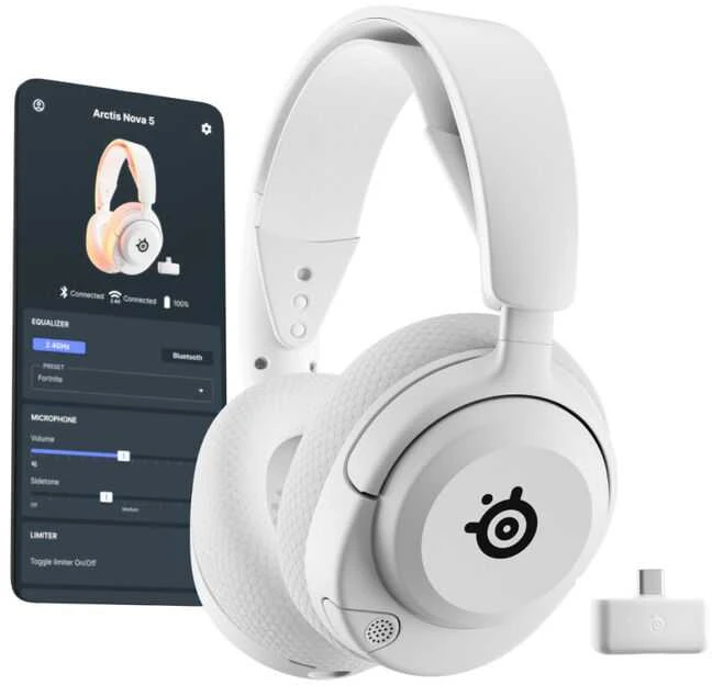 Baltos Steelseries ausinės su programėlės sąsaja