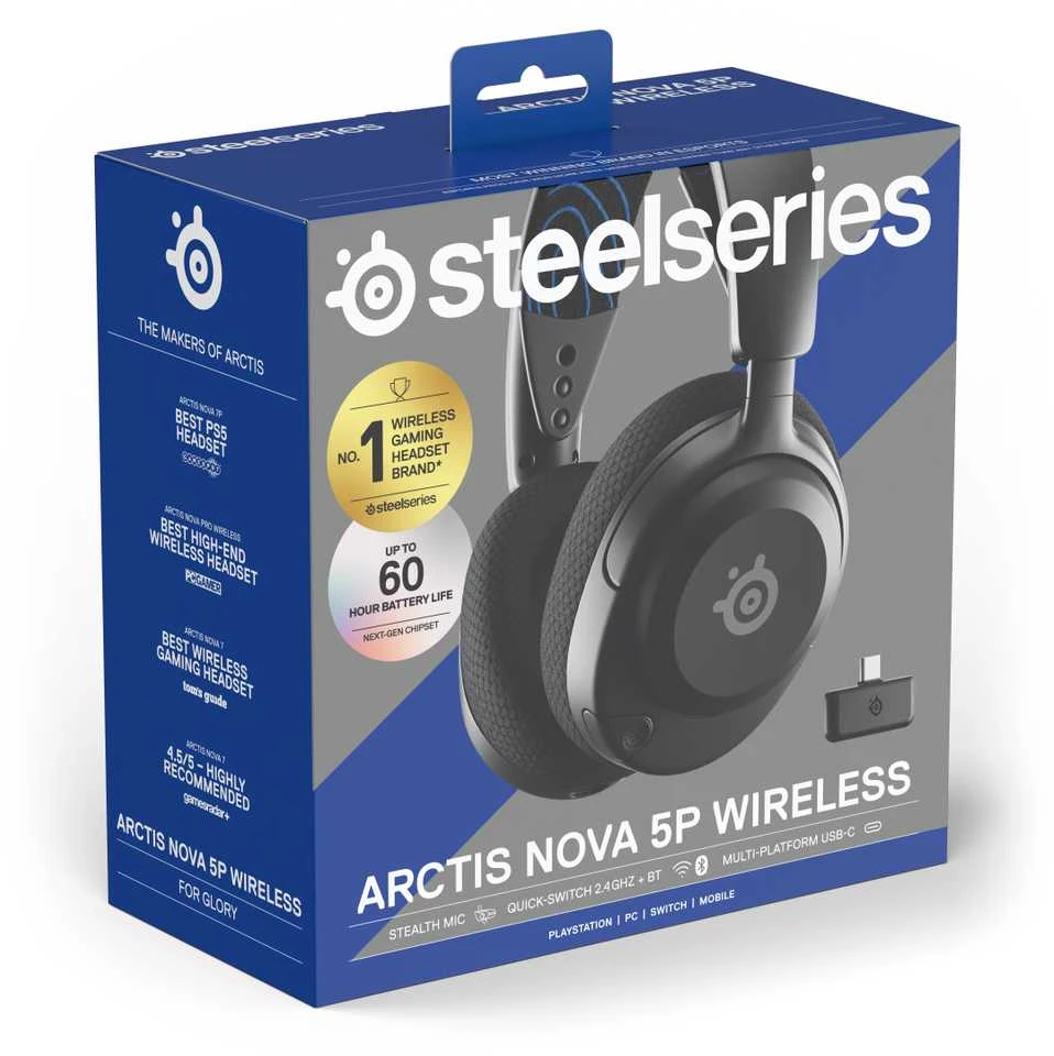 Belaidės žaidimų ausinės SteelSeries Arctis Nova 5P, Juodos spalvos