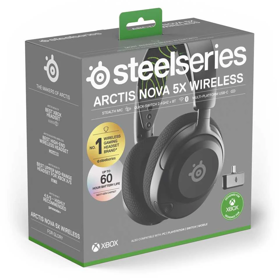 SteelSeries | Ausinės Žaidimams | Arctis Nova 5X | Bluetooth | Over-Ear | Mikrofonas | Belaidės | Juodas