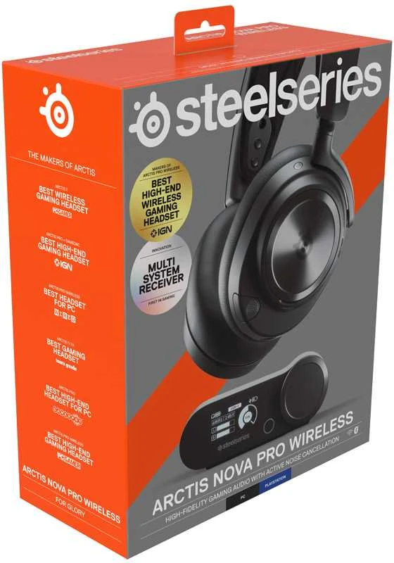 Belaidės ausinės žaidimams SteelSeries Arctis Nova Pro, Skirta PC ir PlayStation, Juodos spalvos