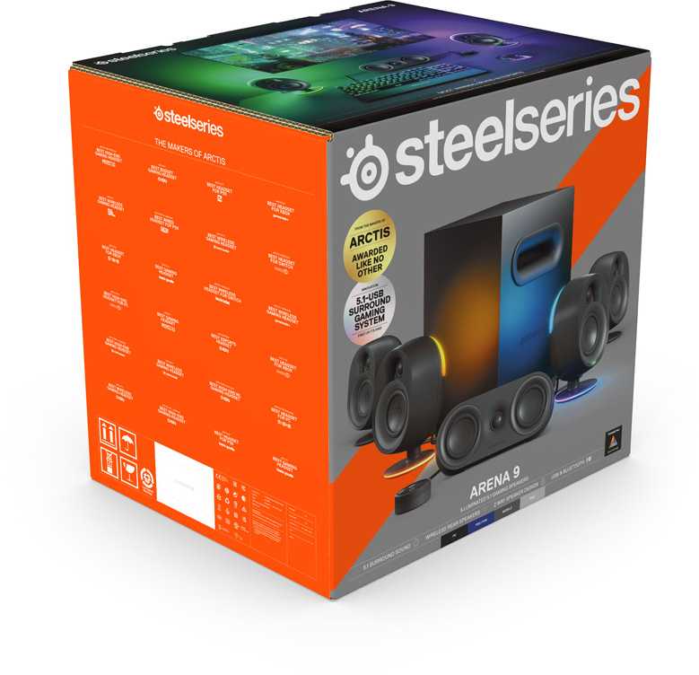 Kompiuterio kolonėlės SteelSeries Arena 9, Juodos spalvos