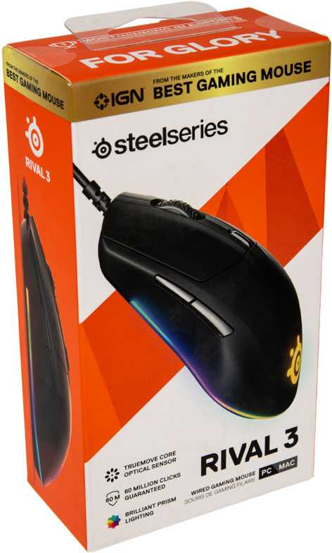 Žaidimų pelė SteelSeries su laidu Rival 3, Juodos spalvos