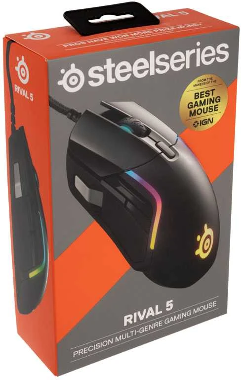 Žaidimų pelė su laidu SteelSeries Rival 5, Juodos spalvos