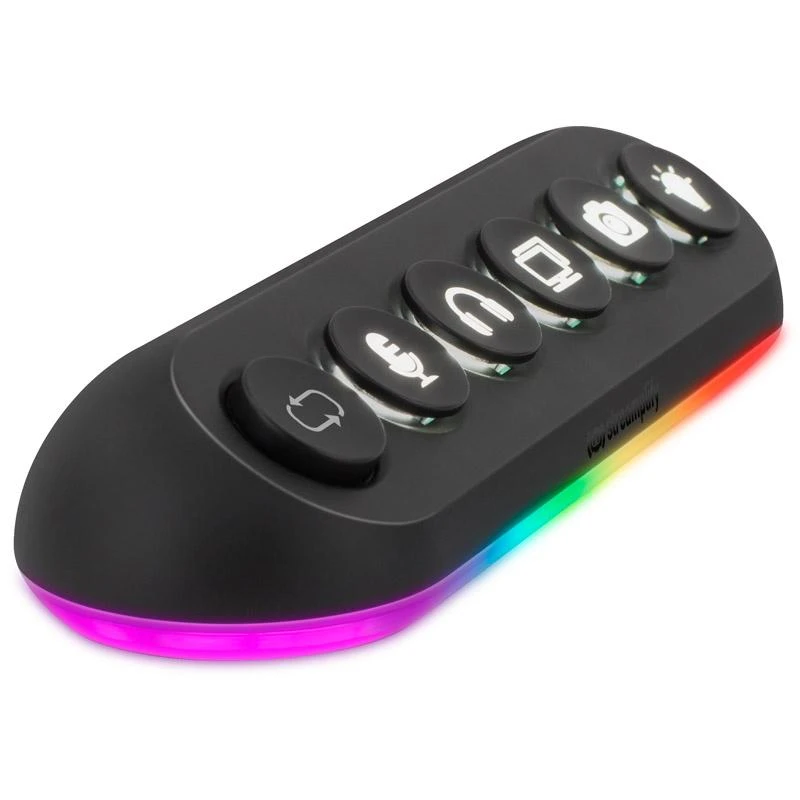 „Streamplify HUB DECK 5“, 4x USB 3.0, 1x USB 2.0, RGB, 12V, ES maitinimo laidas – juodos spalvos