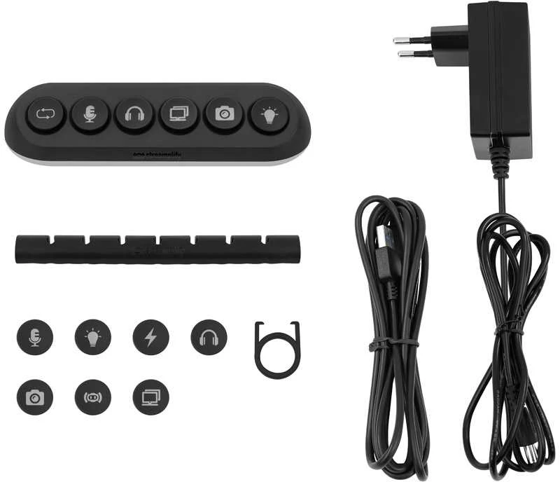 „Streamplify HUB DECK 5“, 4x USB 3.0, 1x USB 2.0, RGB, 12V, ES maitinimo laidas – juodos spalvos