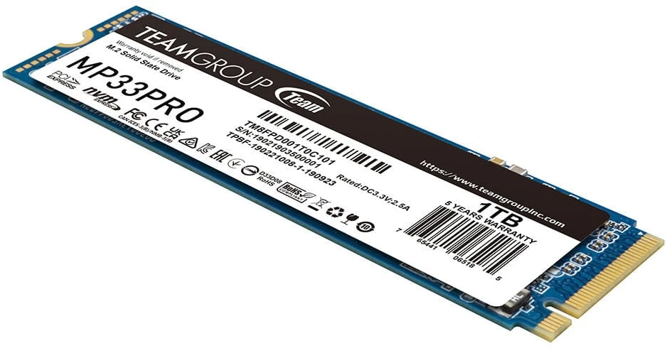 TEAM GROUP MP33 Pro 1TB PCIe Gen3 x4 NVMe M.2 SSD 2100/1700 MB/s