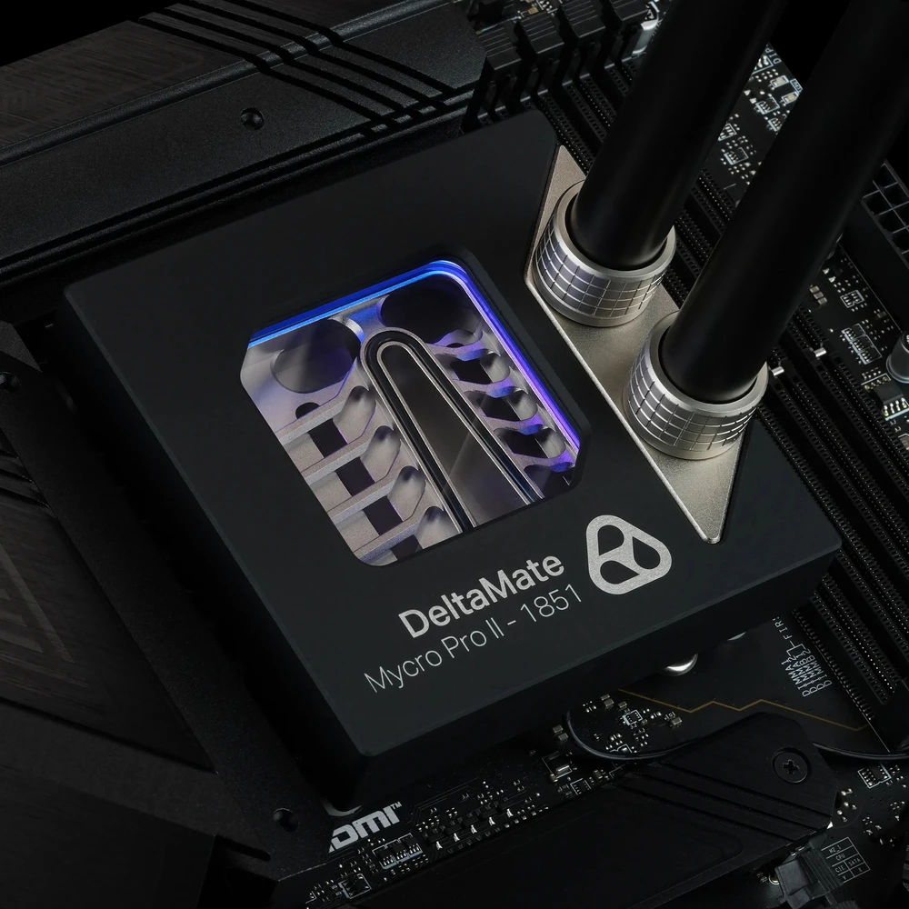 Thermal Grizzly DeltaMate CPU Block MPII CPU Vanduo Cooler, Intel 1851, ARGB, G1/4 inch - juodas (TG-DM-CPU-002)
