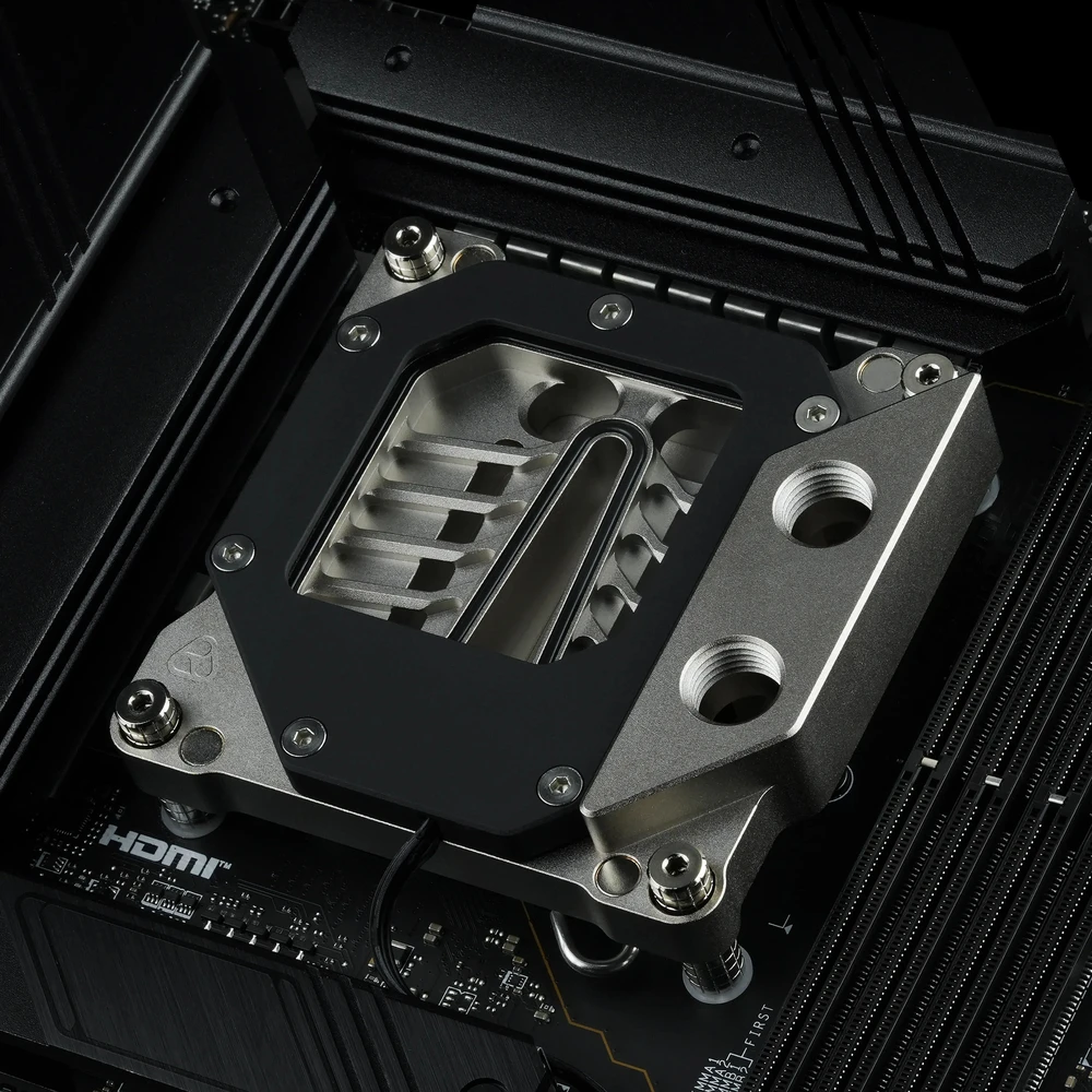 Thermal Grizzly DeltaMate CPU Block MPII CPU Vanduo Cooler, Intel 1851, ARGB, G1/4 inch - juodas (TG-DM-CPU-002)