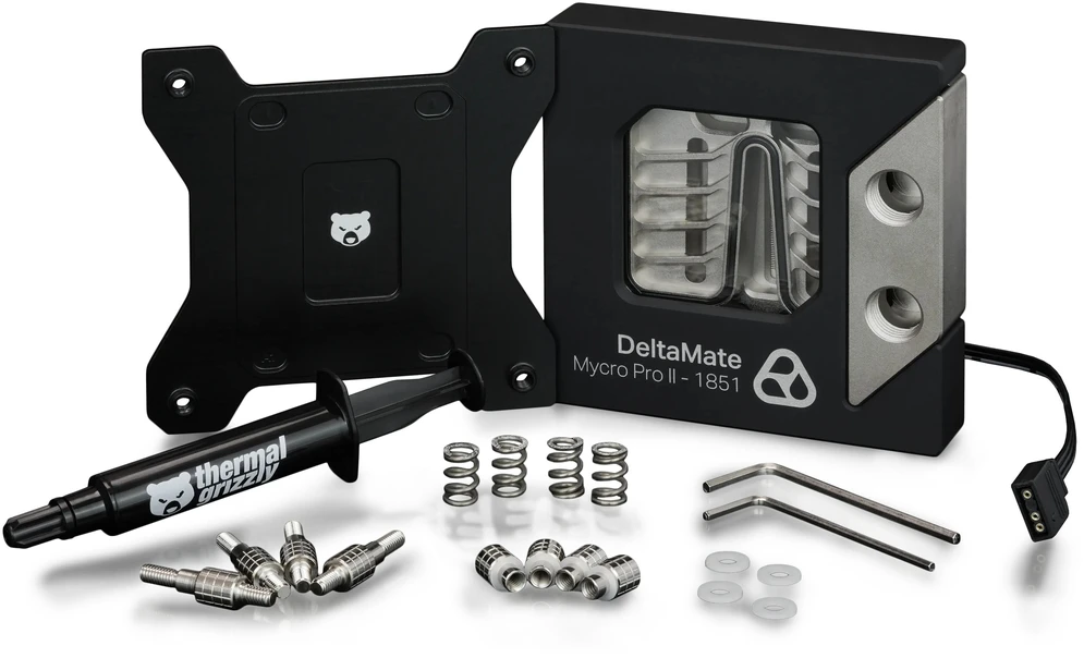 Thermal Grizzly DeltaMate CPU Block MPII CPU Vanduo Cooler, Intel 1851, ARGB, G1/4 inch - juodas (TG-DM-CPU-002)
