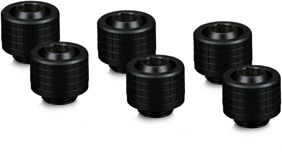 „Thermal Grizzly DeltaMate“ suspaudimo jungtis, žalvaris, G1/4 colio sriegis – Juodas, ST13, 6 vnt. pakuotėje