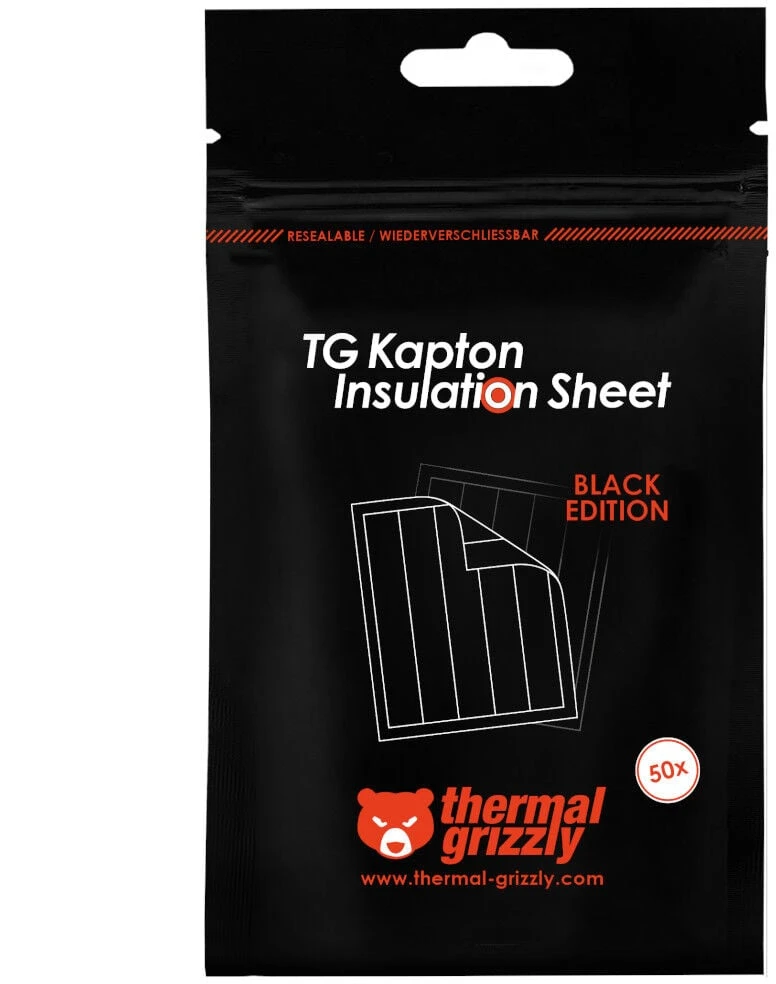 Thermal Grizzly Terminis „Grizzly Kapton“ izoliacinis lakštas, 10 x 60 mm, 50 vnt., juodas