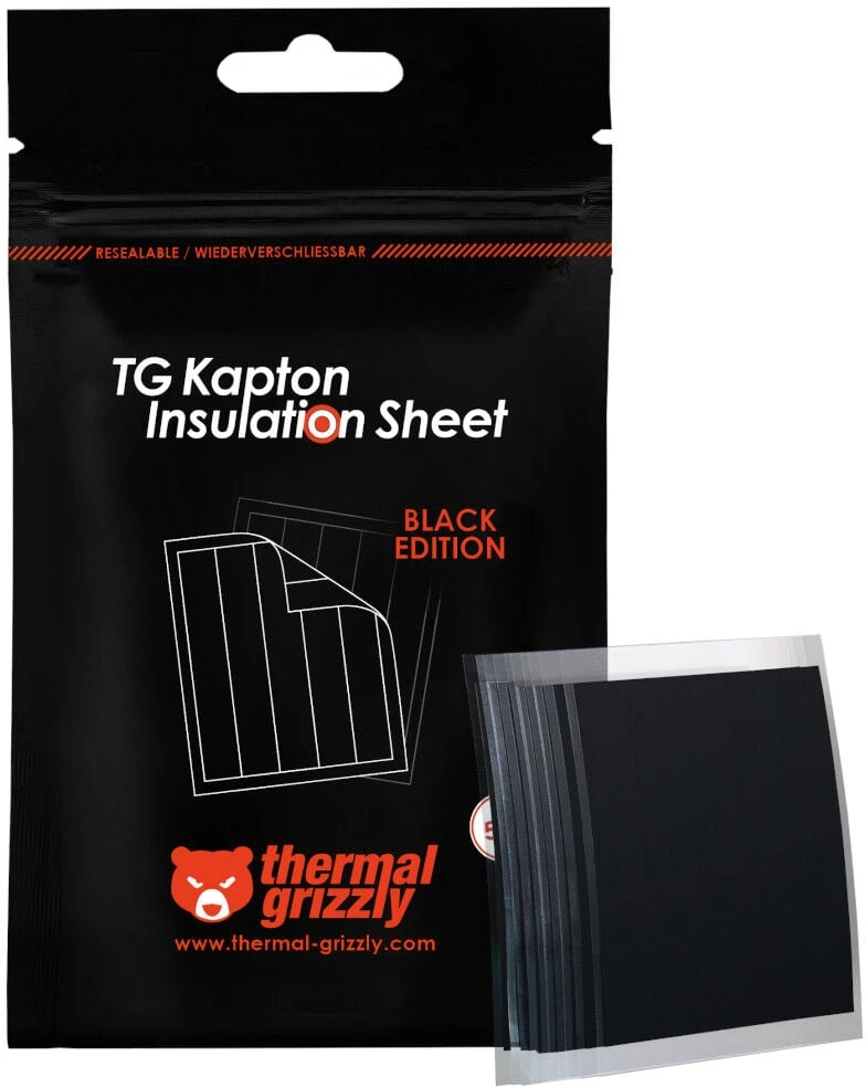 Thermal Grizzly Terminis „Grizzly Kapton“ izoliacinis lakštas, 10 x 60 mm, 50 vnt., juodas