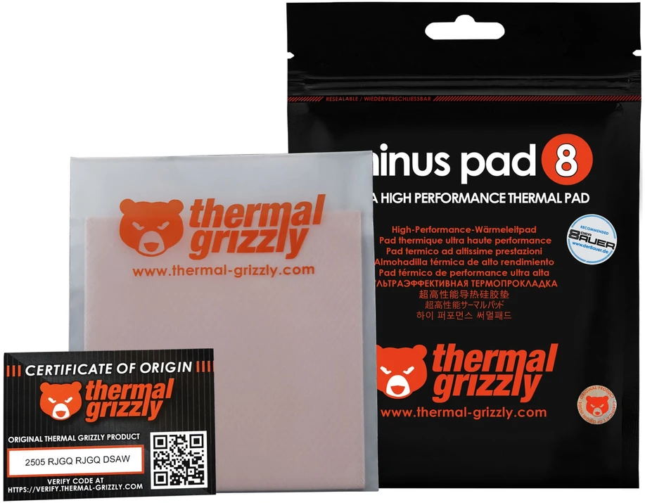 Thermal Grizzly Terminis „Grizzly Minus Pad“ kilimėlis 8 colių, 100 x 100 x 1,0 mm, 2 vnt.