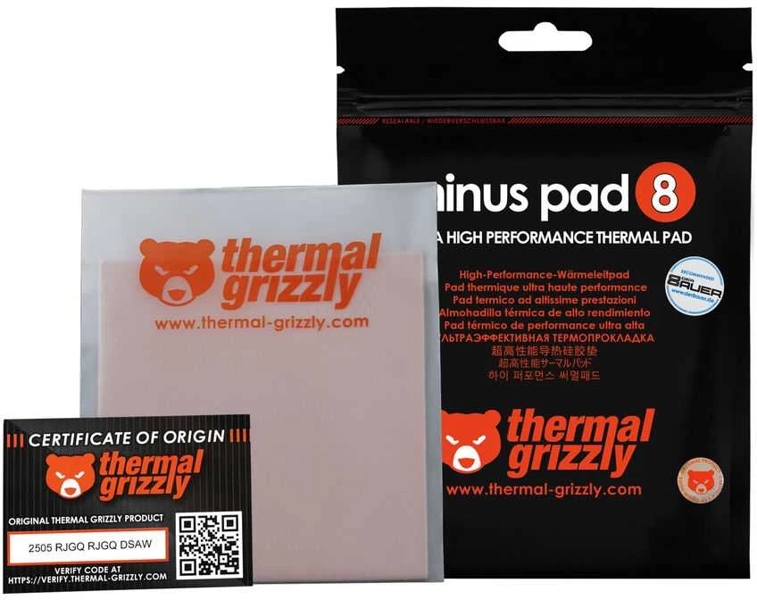 Thermal Grizzly Terminis „Grizzly Minus Pad“ kilimėlis 8 colių, 100 x 100 x 1,0 mm, 2 vnt.