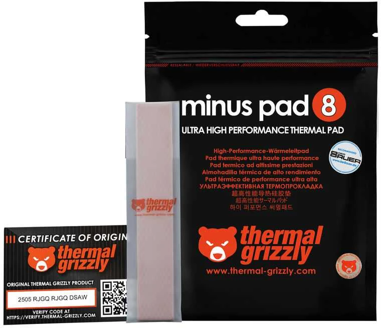 Thermal Grizzly Terminis „Grizzly Minus Pad“ 8 colių, 120 x 20 x 1,5 mm, 2 vnt.