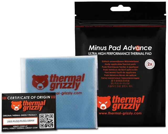 Thermal Grizzly Terminiai „Grizzly“ antgaliai „Grizzly Minus Pad Advance“ – 100 x 100 x 1,0 mm, 2 vnt.