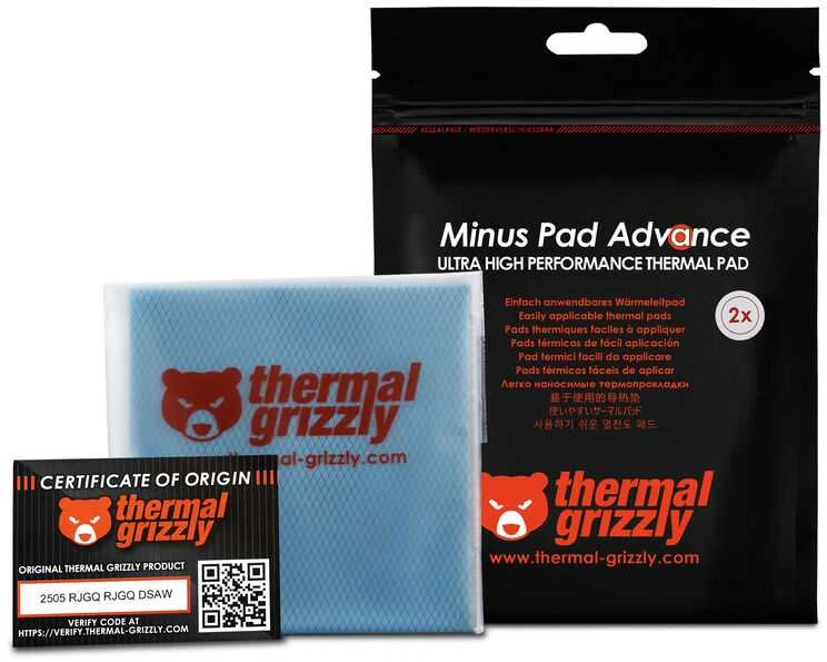 Thermal Grizzly Terminiai „Grizzly“ antgaliai „Grizzly Minus Pad Advance“ – 100 x 100 x 2,0 mm, 2 vnt.