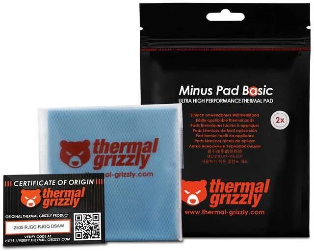 Thermal Grizzly Terminiai „Grizzly“ antgaliai „Grizzly Minus Pad Basic“ – 100 x 100 x 1,5 mm, 2 vnt.
