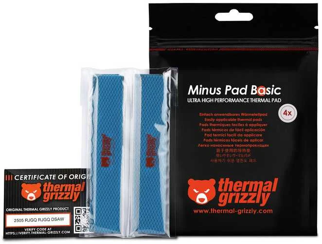 Thermal Grizzly Terminiai „Grizzly“ antgaliai „Grizzly Minus Pad Basic“ – 120 x 20 x 0,5 mm, 4 vnt.