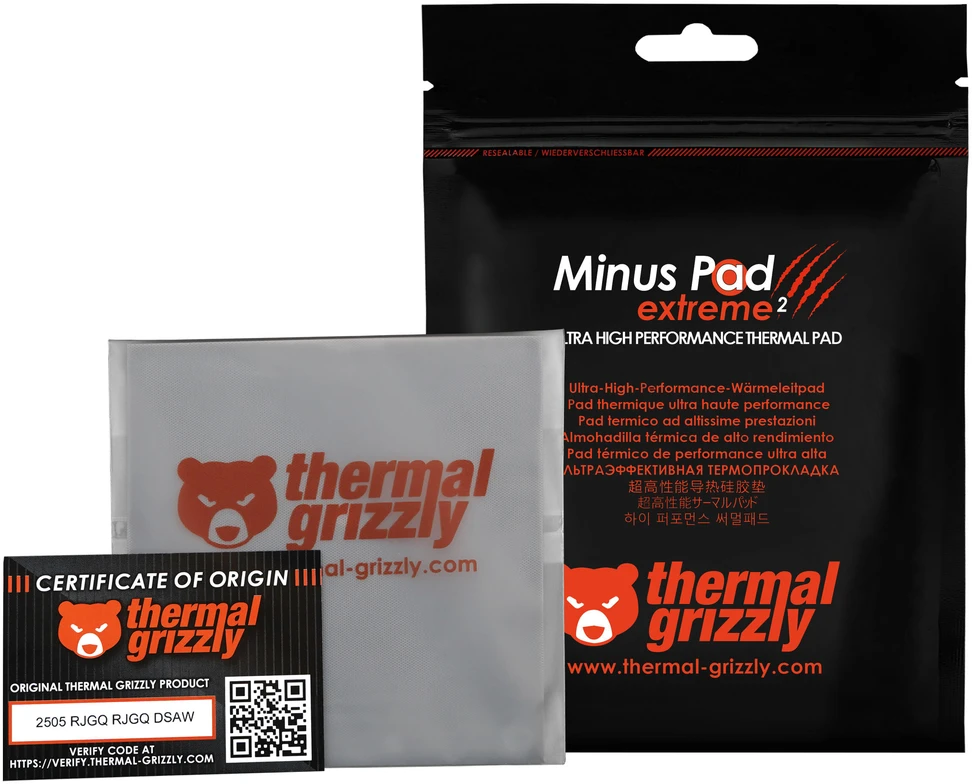 Thermal Grizzly „Minus Pad Extreme 2“ terminis kilimėlis – 100 × 100 × 1 mm