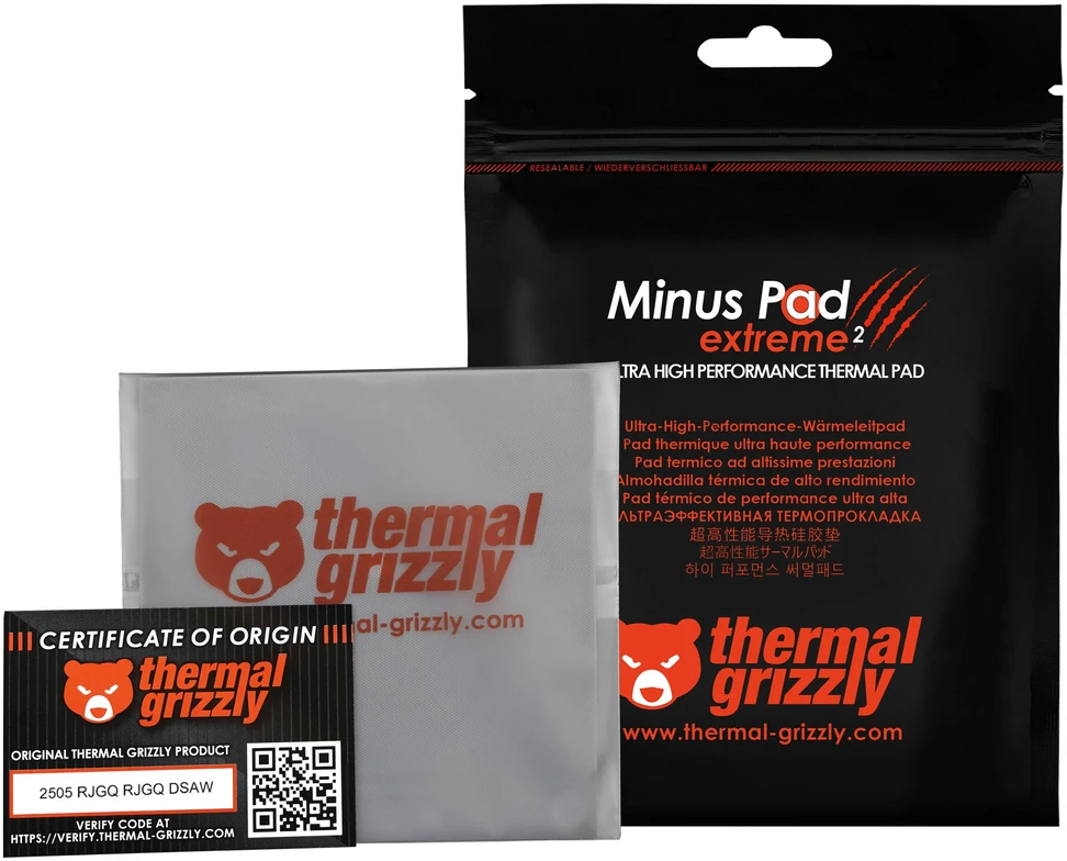 Thermal Grizzly „Minus Pad Extreme 2“ terminis kilimėlis – 100 × 100 × 2 mm