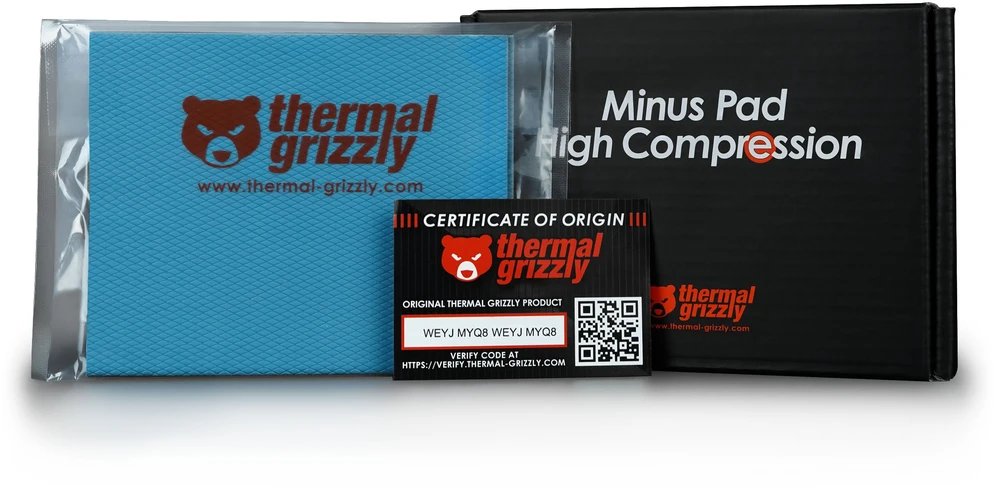 Thermal Grizzly Terminis „Grizzly Minus“ didelio suspaudimo įdėklas – 120 x 100 x 2,0 mm, 2 vnt.