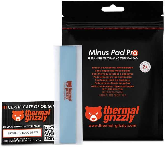 Thermal Grizzly Terminiai „Grizzly“ antgaliai „Grizzly Minus Pad Pro“ – 120 x 20 x 0,5 mm, 2 vnt.