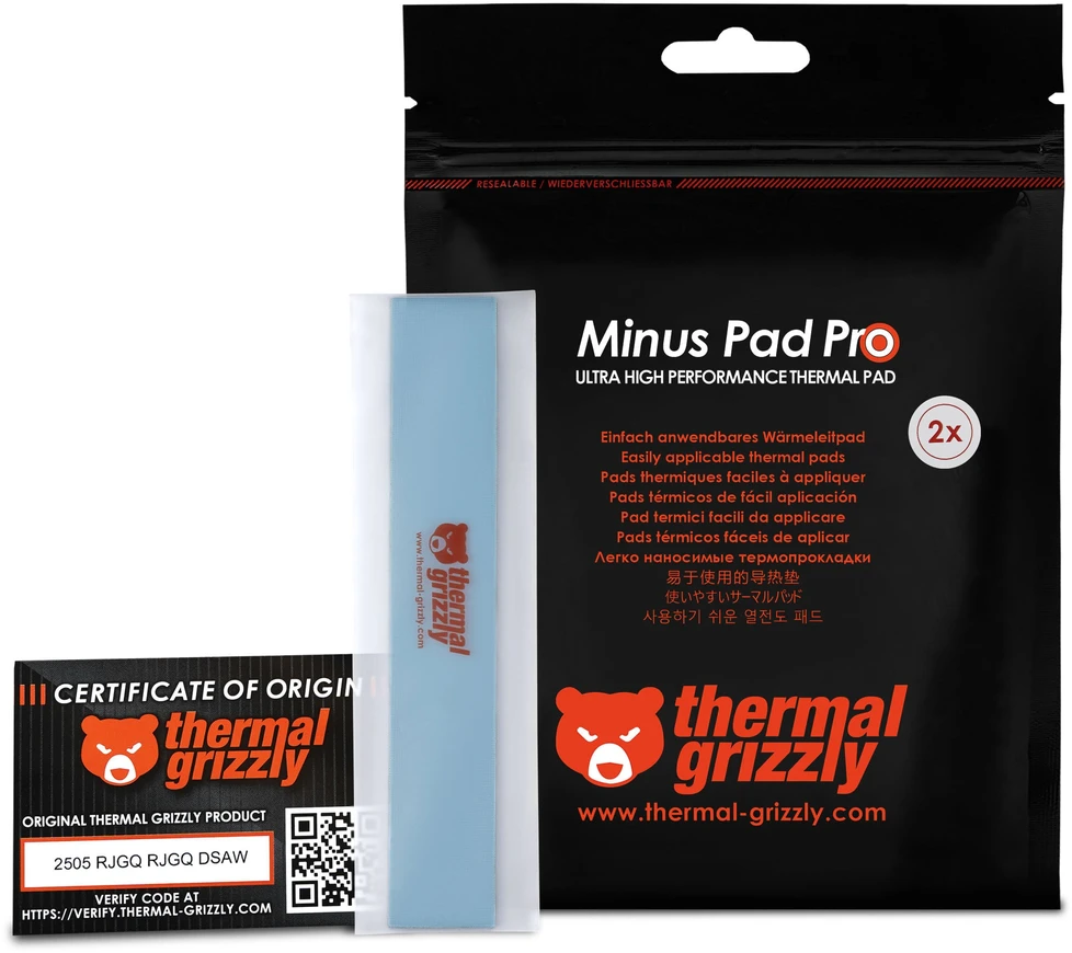 Thermal Grizzly Terminiai „Grizzly“ antgaliai „Grizzly Minus Pad Pro“ – 120 x 20 x 3,0 mm, 2 vnt.