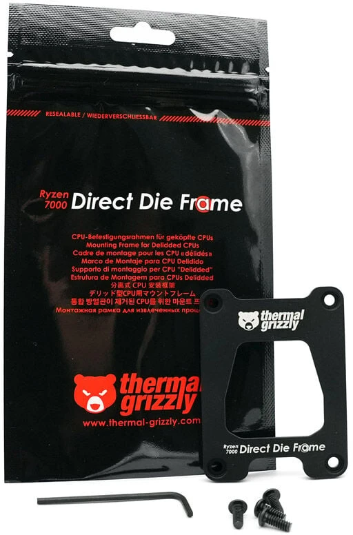 Thermal Grizzly Ryzen 7000 Direct Die Frame | Thermal Grizzly | Ryzen 7000 Direct Die Frame | Juodas | N/A