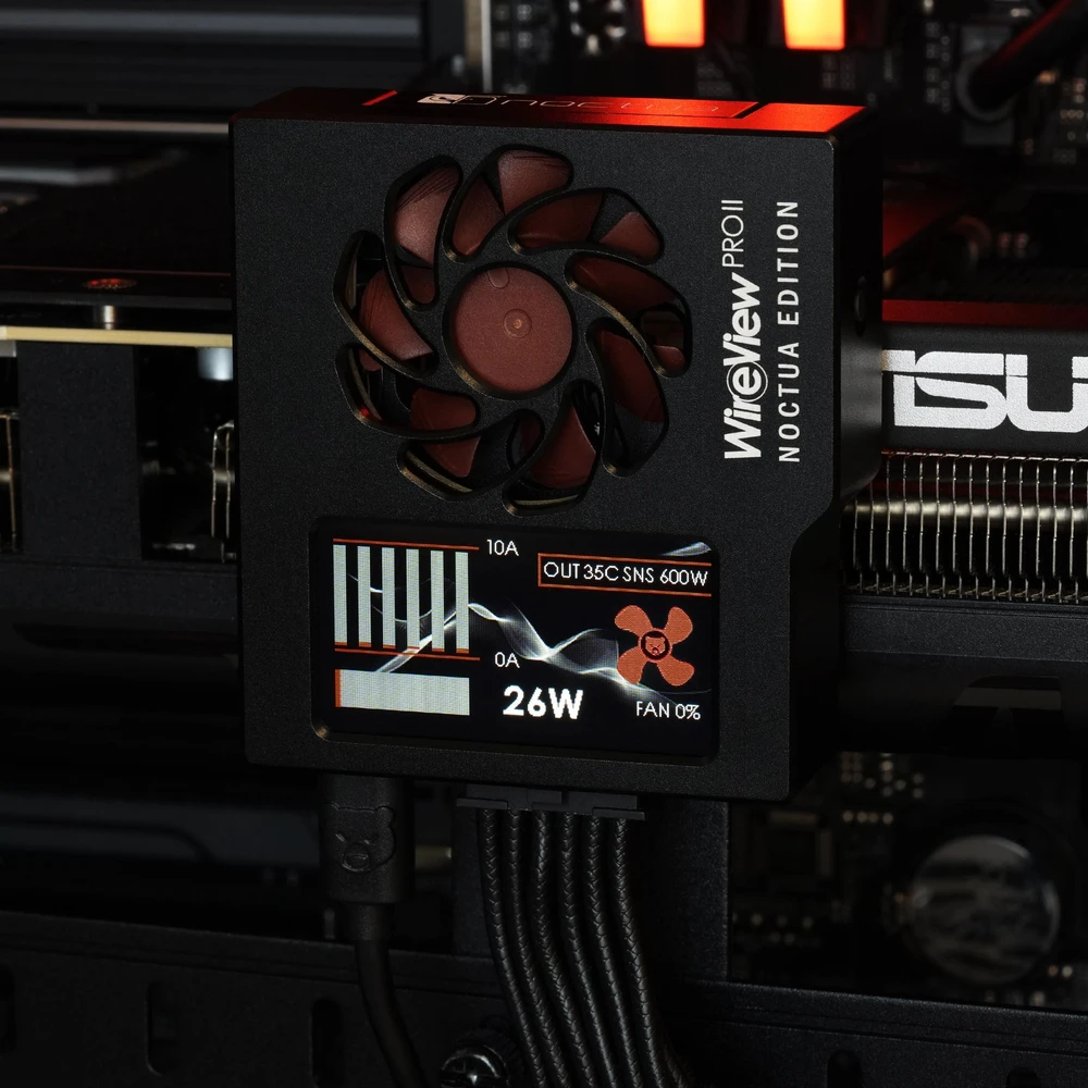 Thermal Grizzly WireView Pro II GPU Noctua Edition, 12V-2x6, TFT-IPS – juodas, reversed