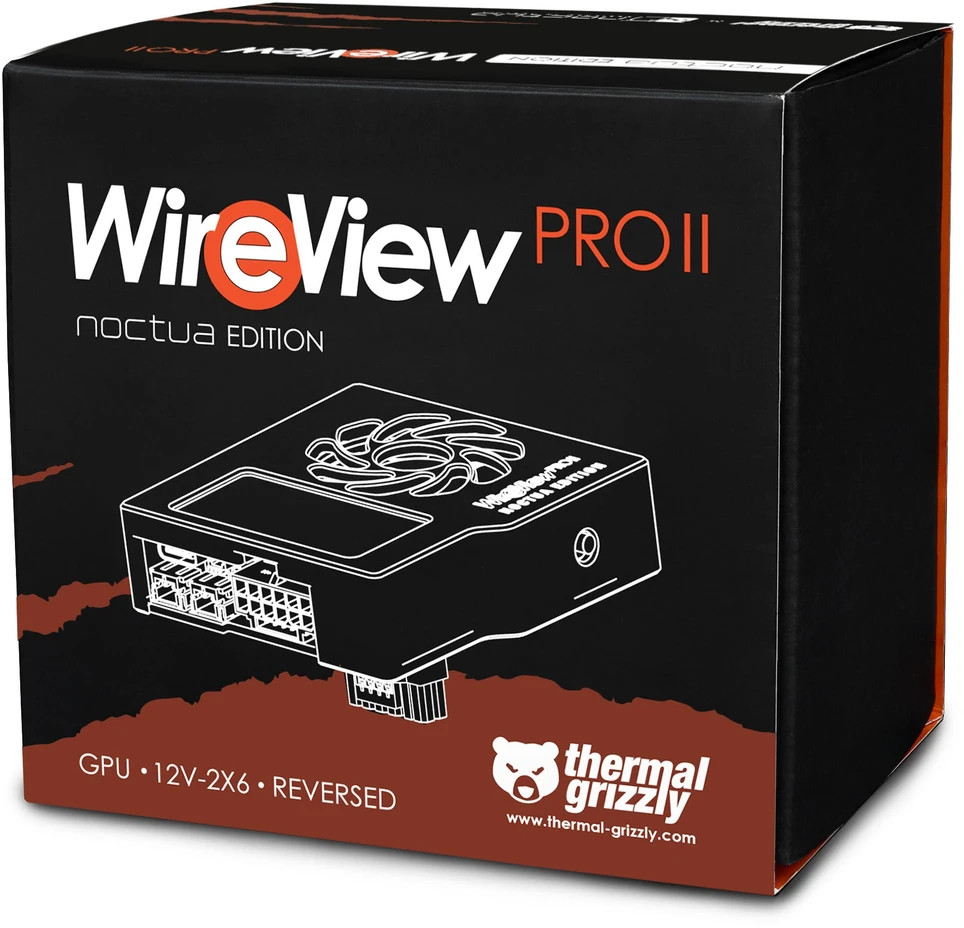 Thermal Grizzly WireView Pro II GPU Noctua Edition, 12V-2x6, TFT-IPS – juodas, reversed