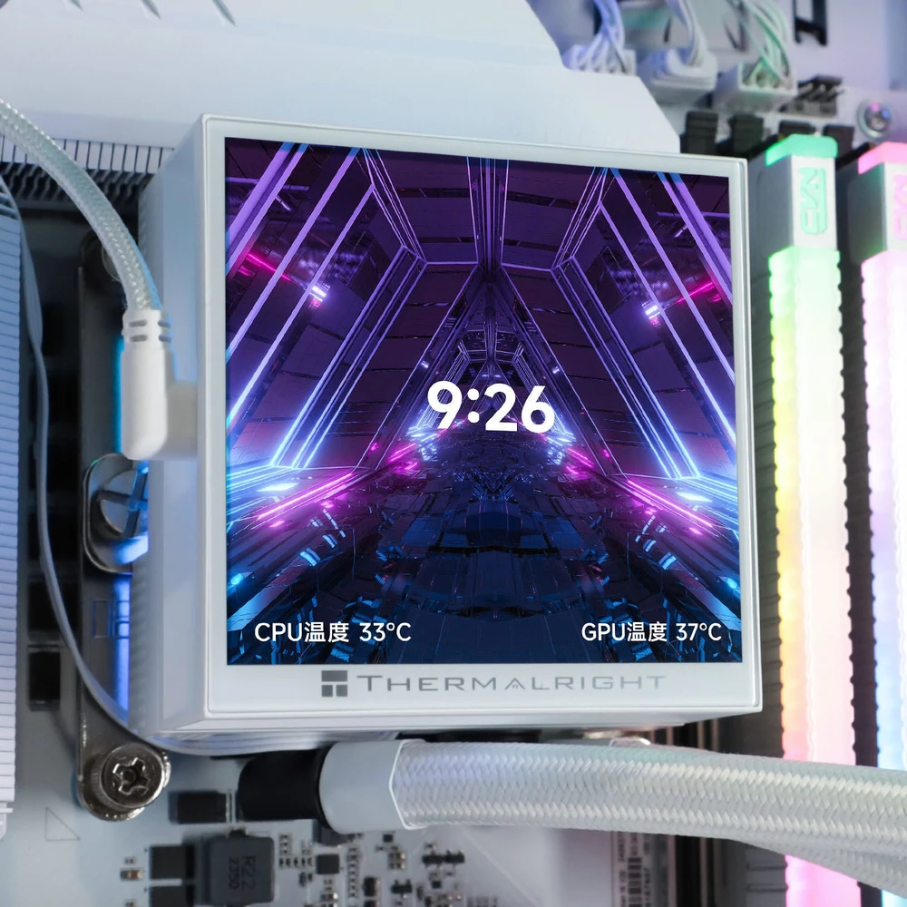 „Thermalright Hyper Vision UB AiO Vanduo“ aušinimas, ARGB, „Intel“ ir „AMD“ × 360 mm, baltos spalvos