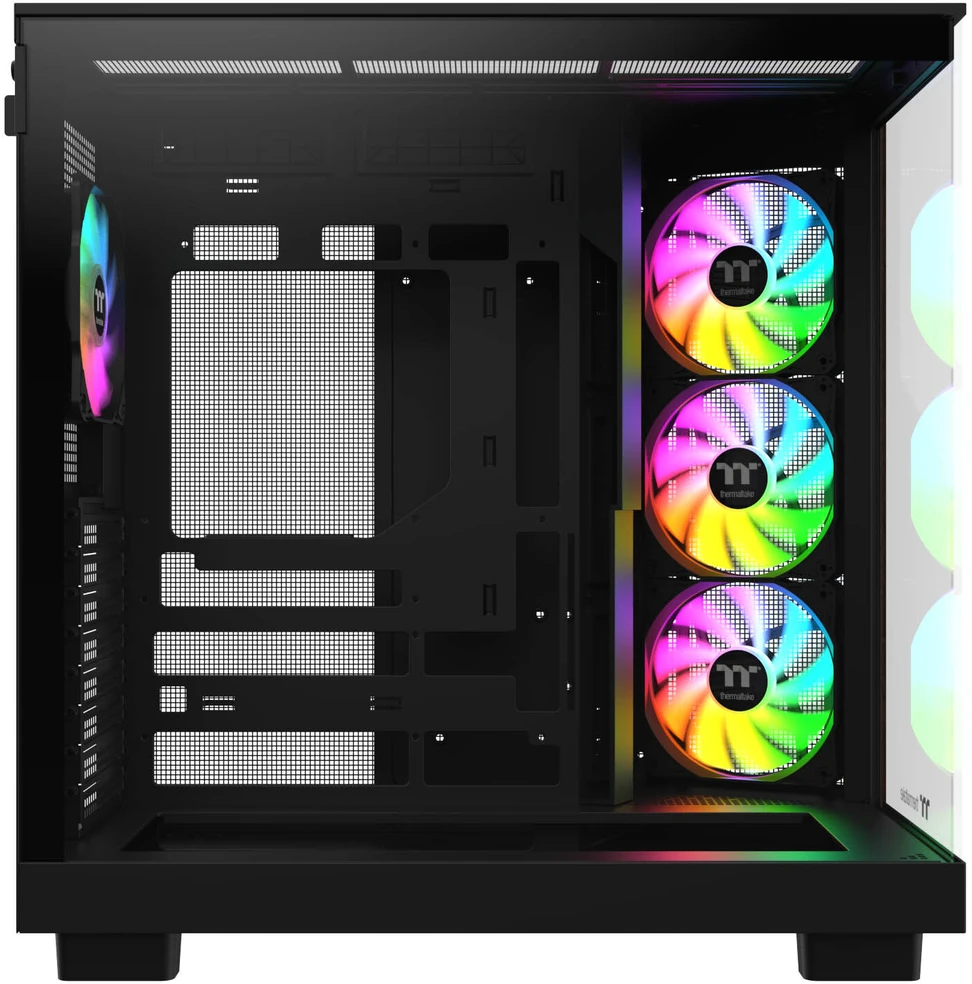 „Thermaltake View 380 XL WS ARGB“, bokšto tipo korpusas - medinis/juodas, 2 grūdinto stiklo plokštės, medinė konstrukcija