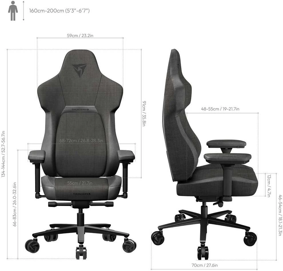 ThunderX3 CORE Loft ergonominė žaidimų kėdė – tamsiai pilka