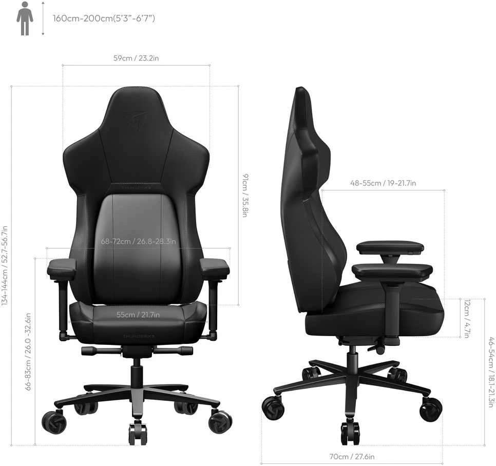 „ThunderX3 CORE“ modernus ergonomiškas žaidimų krėslas – Juodas