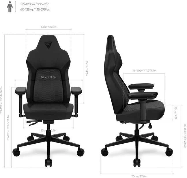 ThunderX3 CORE Smart Ergonomischer Gaming Stuhl – Racer Juodas
